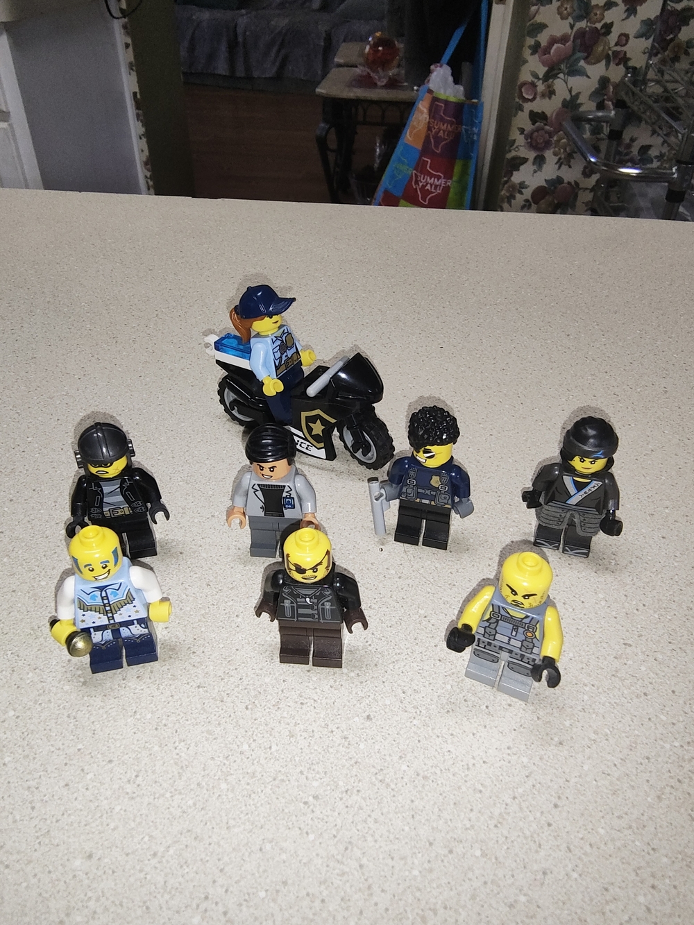 LEGO Police and Criminal Minifigures Lot with Motorcycle